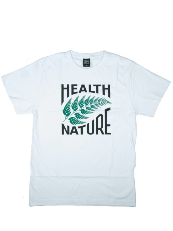 biały tshirt z zielonym liściem