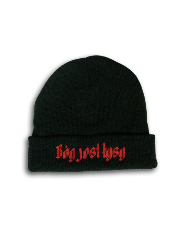 czapka zimowa bóg jest łysy