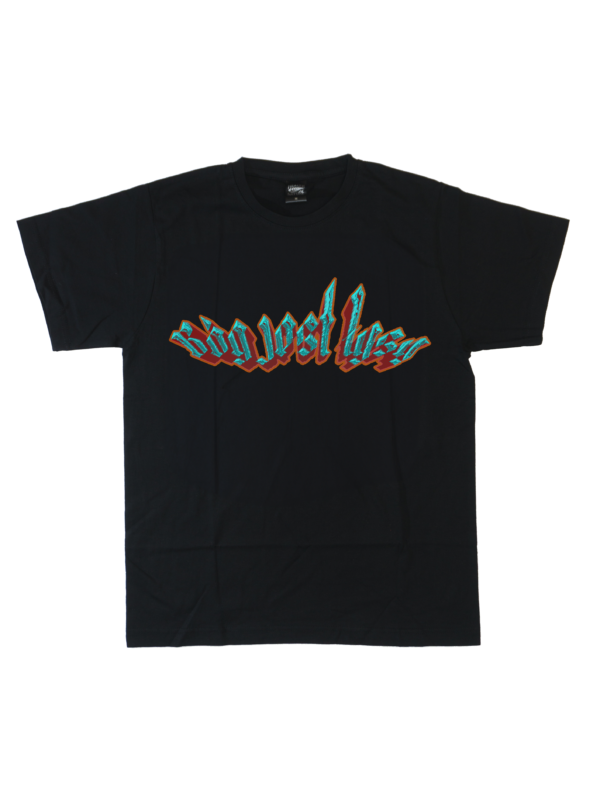 czarny tshirt bóg jest łysy ice blue