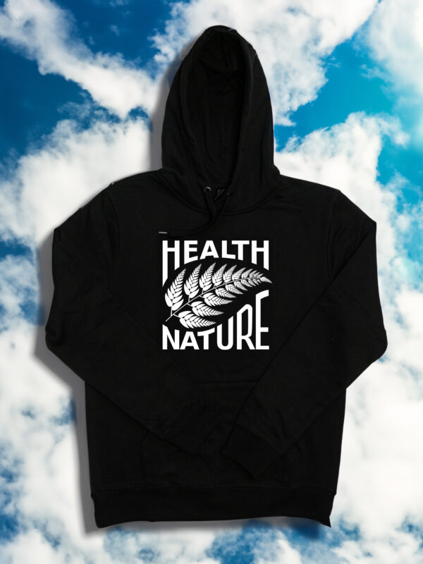 czarne hoodie hnn z białym liściem