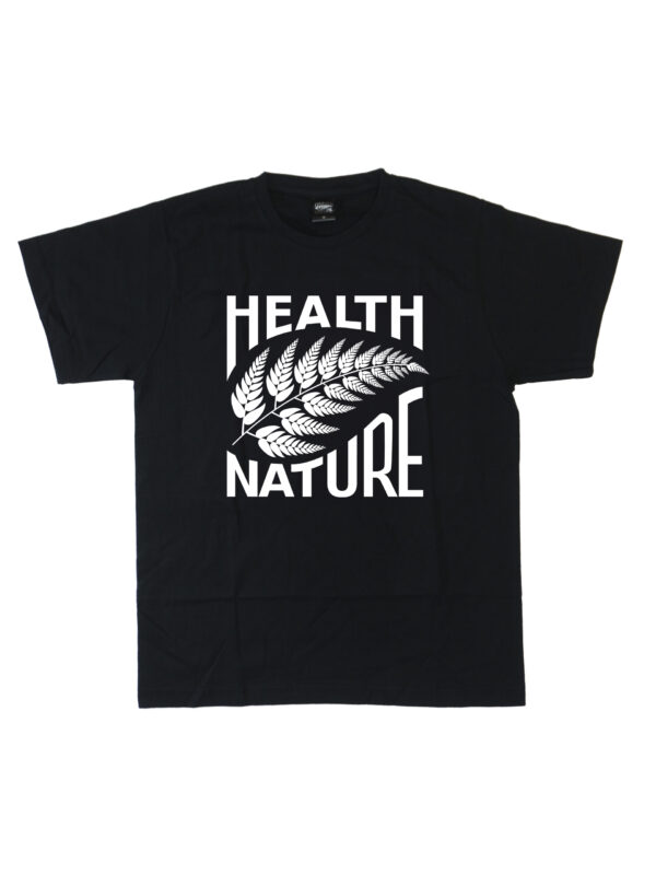 czarny tshirt hnn z białym liściem