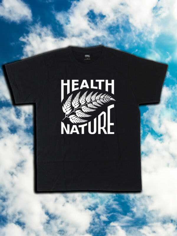 czarny tshirt hnn z białym liściem