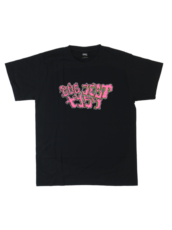 czarny tshirt bóg jest łysy graffiti