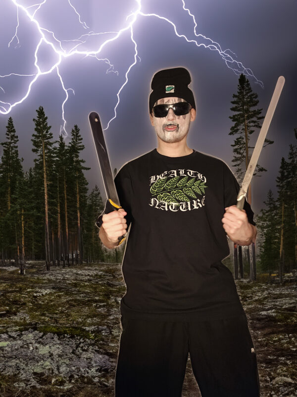 czarny tshirt oversize hnn metal